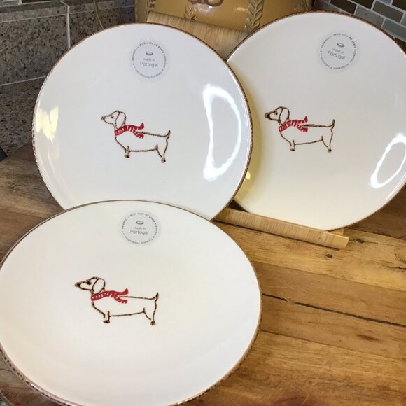 New Dachshund set of 4 plates 8.5" made in Portugal - Picture 2 of 3